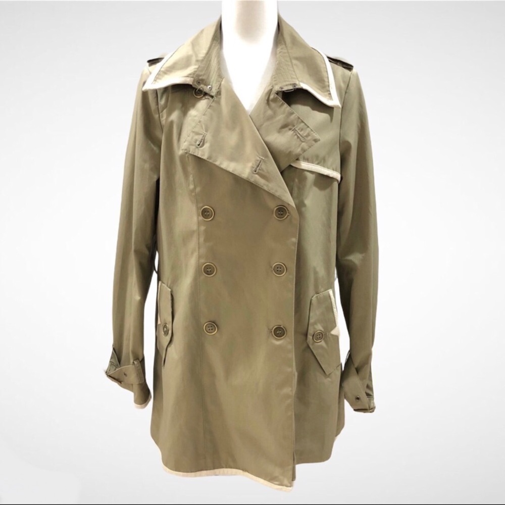 Sam Edelman Trench Coat Back Zipper Detail Sage Green Size Large